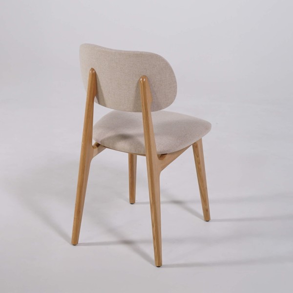 Chaise en bois massif de chêne et tissu beige - Skaga