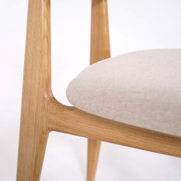 Chaise en bois massif de chêne et tissu beige - Skaga
