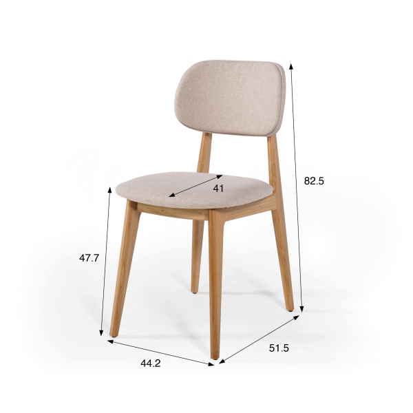 Chaise en bois massif de chêne et tissu beige - Skaga