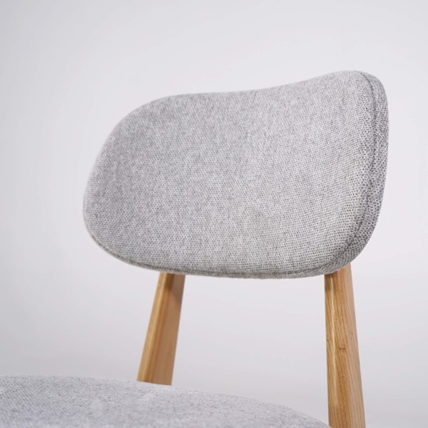Chaise en bois massif de chêne et tissu gris - Skaga
