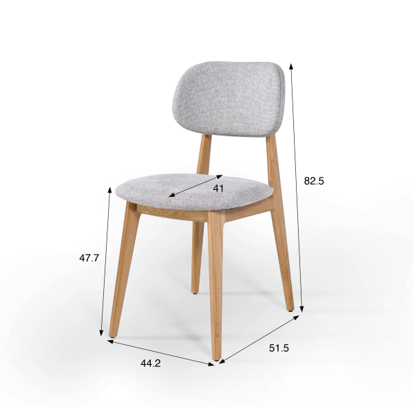 Chaise en bois massif de chêne et tissu gris - Skaga