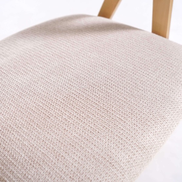 Chaise en bois naturel et tissu bouclé blanc - Lykke