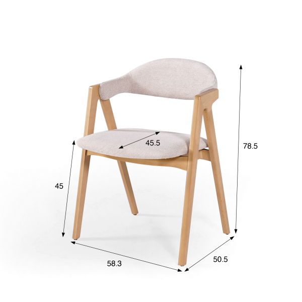Chaise en bois naturel et tissu bouclé blanc - Lykke