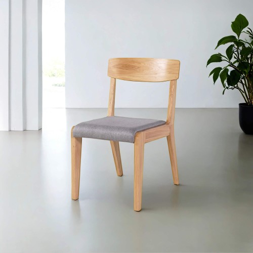 Chaise de salle à manger en bois de chêne et tissu gris - Skog