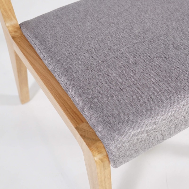 Chaise de salle à manger en bois de chêne et tissu gris - Skog