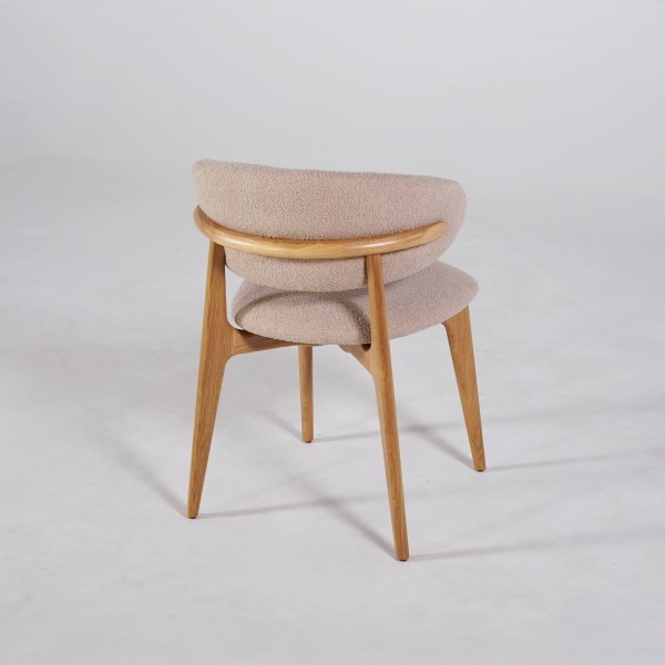 Chaise en bois massif de chêne et tissu beige - Lunna