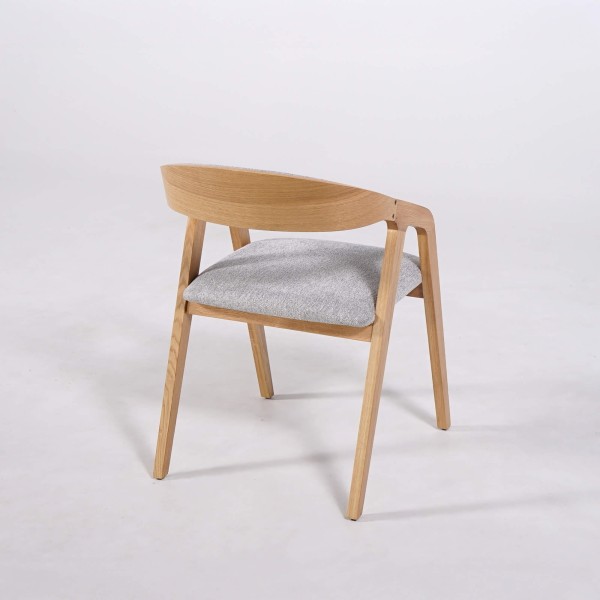 Chaise de salle à manger avec dossier et assise en tissu gris - Seren