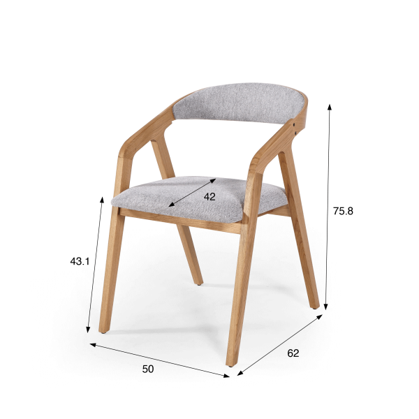Chaise de salle à manger avec dossier et assise en tissu gris - Seren