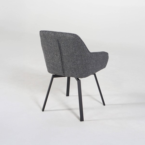 Chaise de salle à manger pivotante en tissu gris foncé chiné - Alma