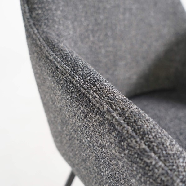 Chaise de salle à manger pivotante en tissu gris foncé chiné - Alma