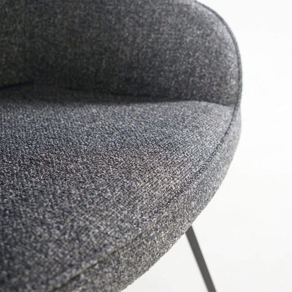 Chaise de salle à manger pivotante en tissu gris foncé chiné - Alma