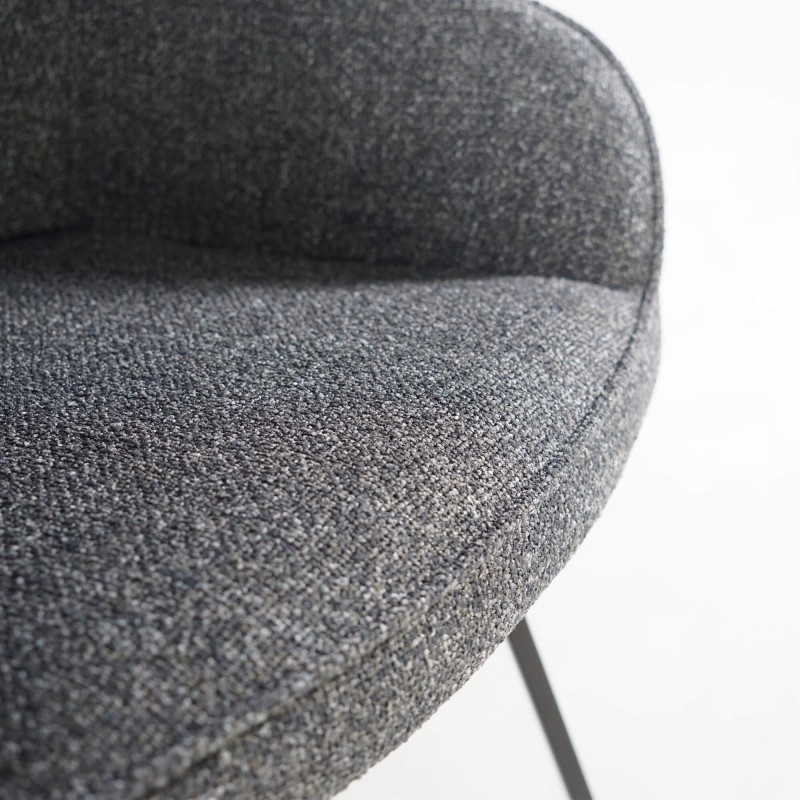 Chaise de salle à manger pivotante en tissu gris foncé chiné - Alma