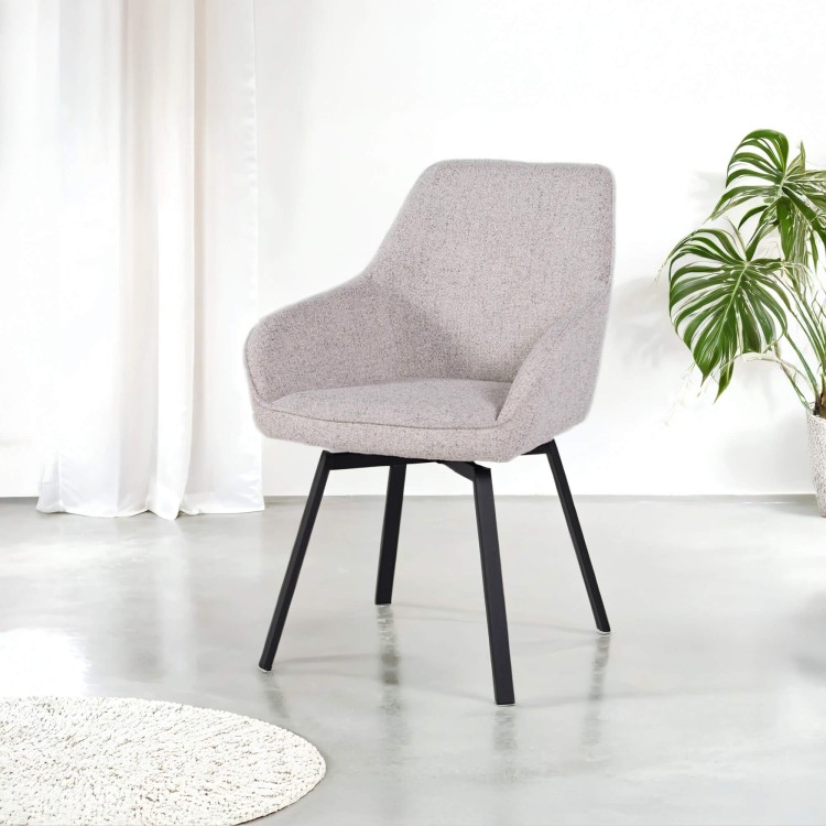 Chaise de salle à manger pivotante en tissu blanc - Alma