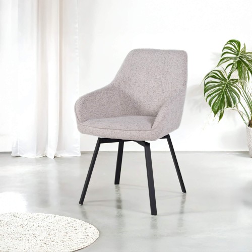 Chaise de salle à manger pivotante en tissu blanc - Alma
