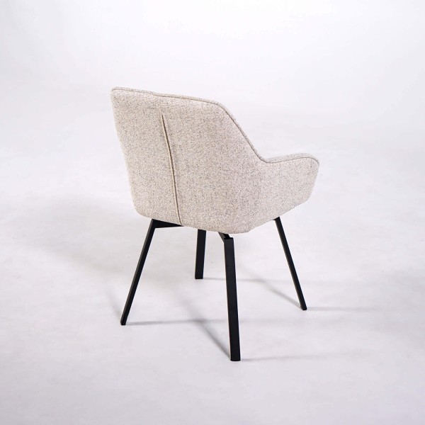 Chaise de salle à manger pivotante en tissu blanc - Alma