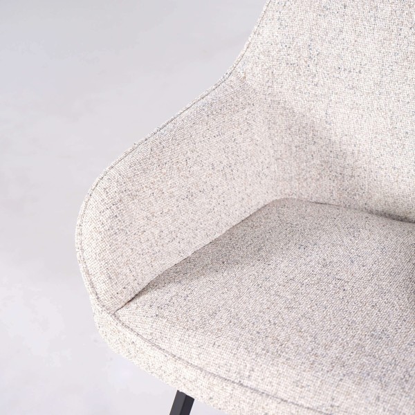 Chaise de salle à manger pivotante en tissu blanc - Alma