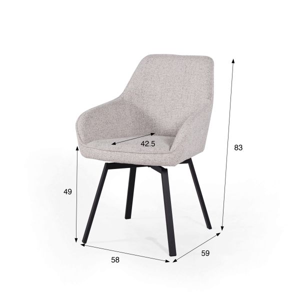 Chaise de salle à manger pivotante en tissu blanc - Alma