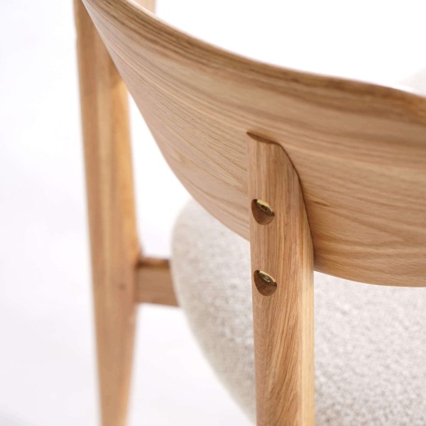 Chaise de salle à manger en chêne naturel blanc bouclé - Elim