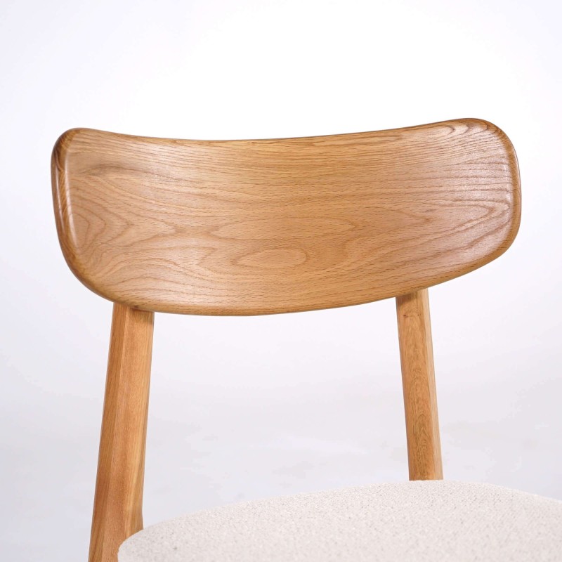 Chaise de salle à manger en chêne naturel blanc bouclé - Elim