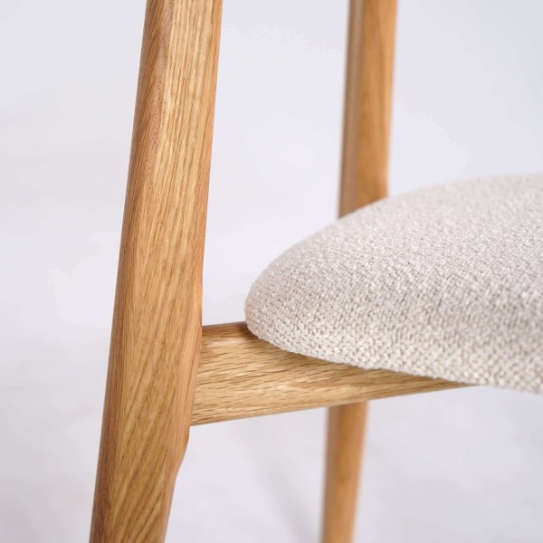 Chaise de salle à manger en chêne naturel blanc bouclé - Elim