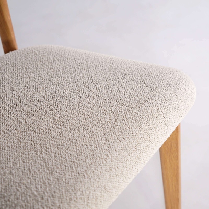 Chaise de salle à manger en chêne naturel blanc bouclé - Elim