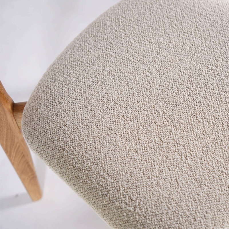 Chaise de salle à manger en chêne naturel blanc bouclé - Elim