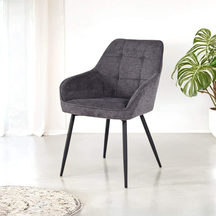 Chaise de salle à manger en tissu gris foncé - Nolan Square