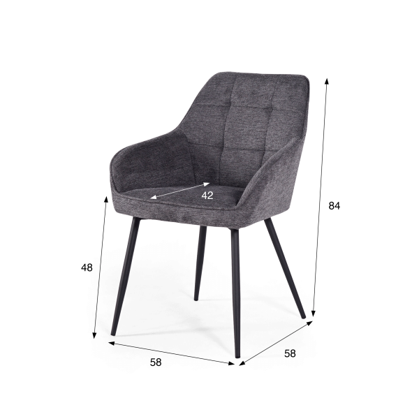 Chaise de salle à manger en tissu gris foncé - Nolan Square