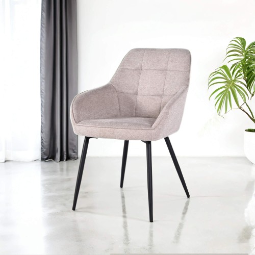Chaise de salle à manger en tissu couleur sable - Nolan Square