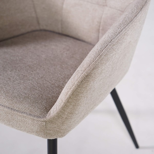 Chaise de salle à manger en tissu couleur sable - Nolan Square