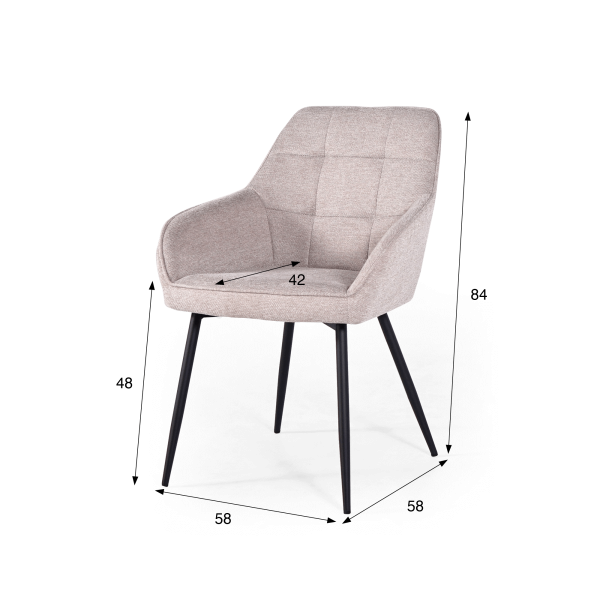 Chaise de salle à manger en tissu couleur sable - Nolan Square
