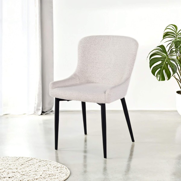 Chaise de salle à manger en tissu bouclé blanc - Ontario