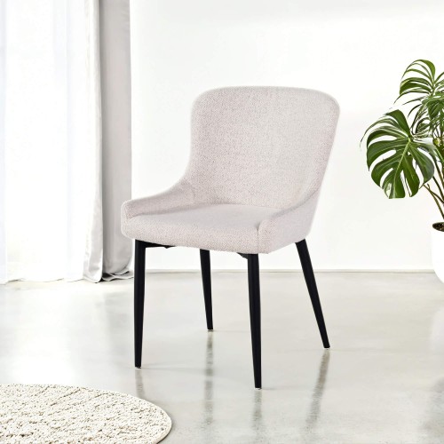 Chaise de salle à manger en tissu bouclé blanc - Ontario