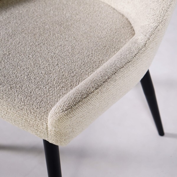 Chaise de salle à manger en tissu bouclé blanc - Ontario