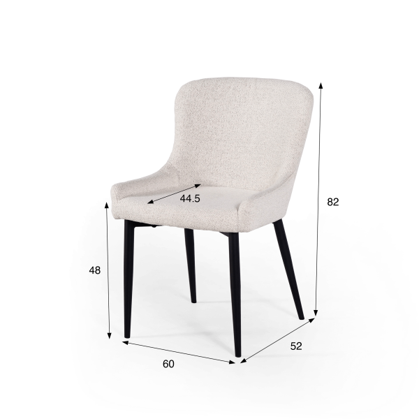 Chaise de salle à manger en tissu bouclé blanc - Ontario