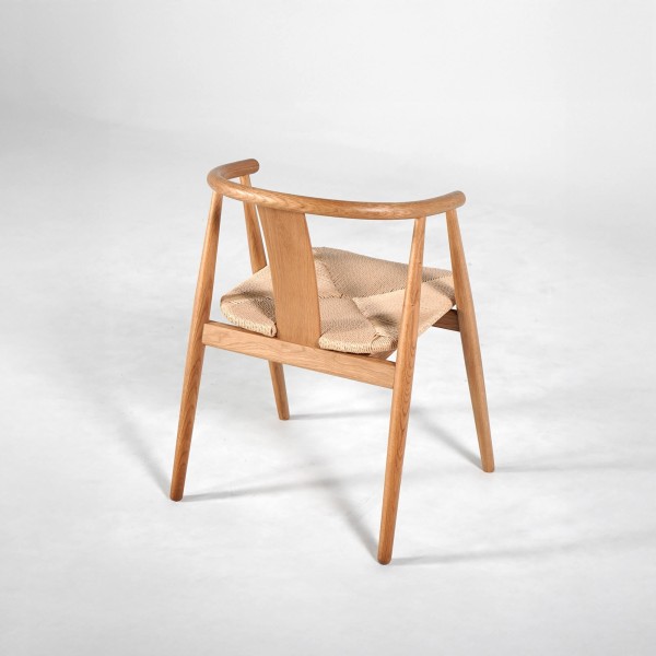 Chaise de salle à manger en chêne naturel avec assise en corde - Relate