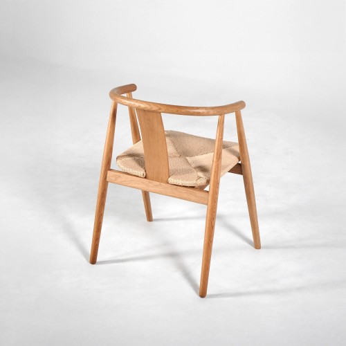 Chaise de salle à manger en chêne naturel avec assise en corde - Relate