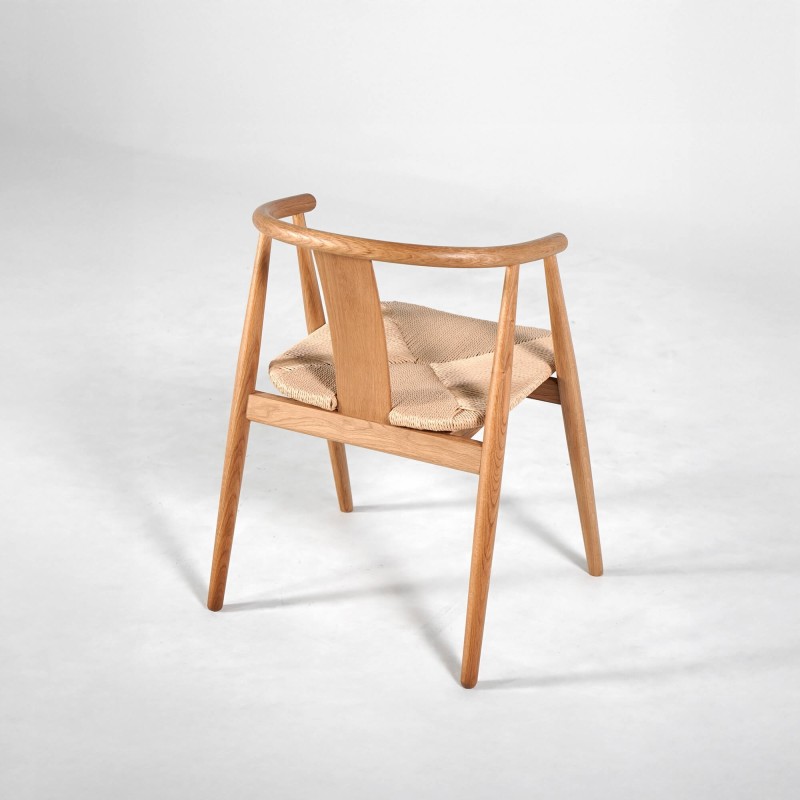 Chaise de salle à manger en chêne naturel avec assise en corde - Relate