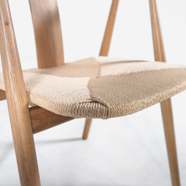 Chaise de salle à manger en chêne naturel avec assise en corde - Relate
