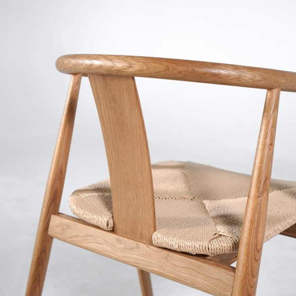 Chaise de salle à manger en chêne naturel avec assise en corde - Relate