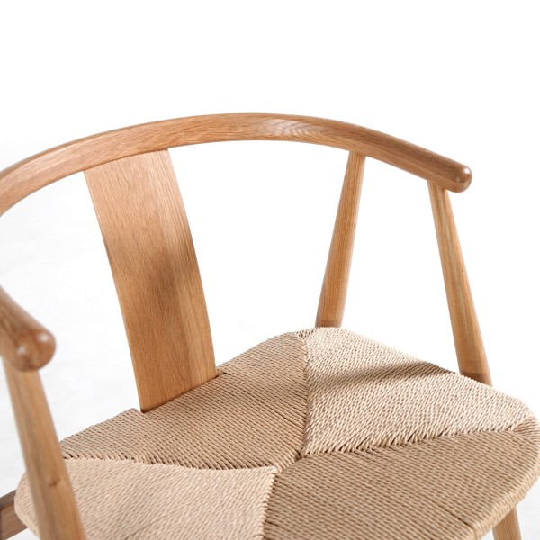 Chaise de salle à manger en chêne naturel avec assise en corde - Relate