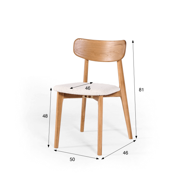 Chaise de salle à manger en chêne naturel blanc bouclé - Elim