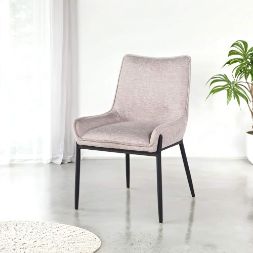 Chaise de salle à manger en tissu couleur sable - Calgary