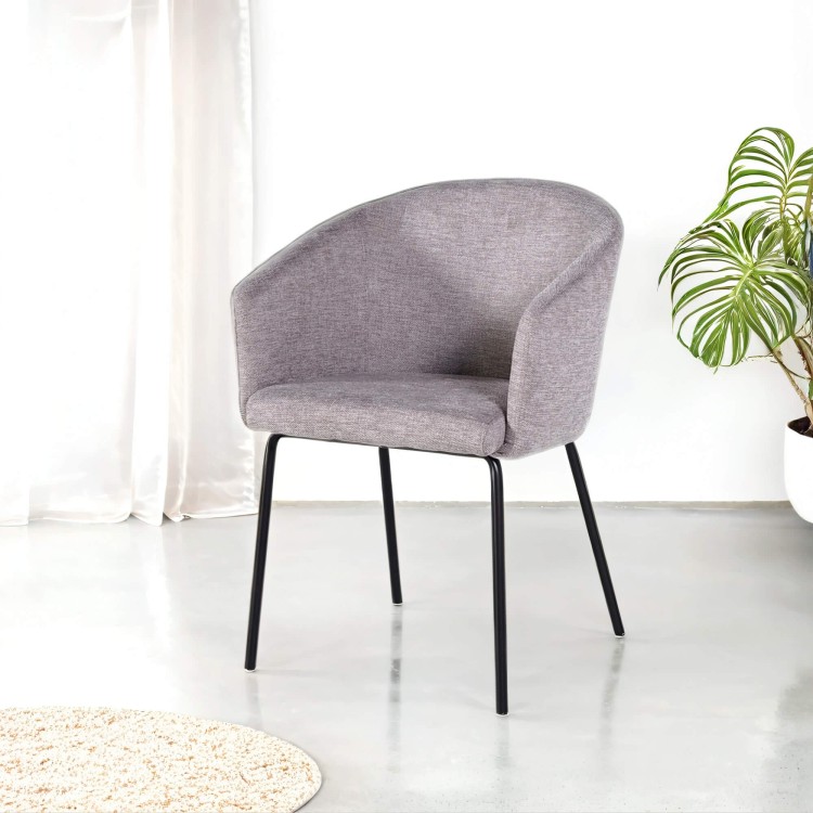 Chaise de salle à manger en tissu gris clair - Easton