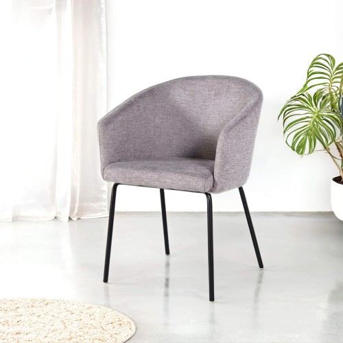 Chaise de salle à manger en tissu gris clair - Easton