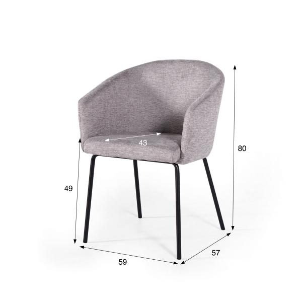 Chaise de salle à manger en tissu gris clair - Easton