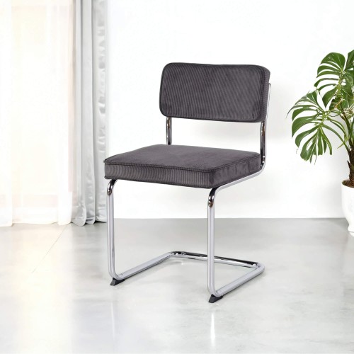 Chaise de salle à manger en velours gris - Rupert