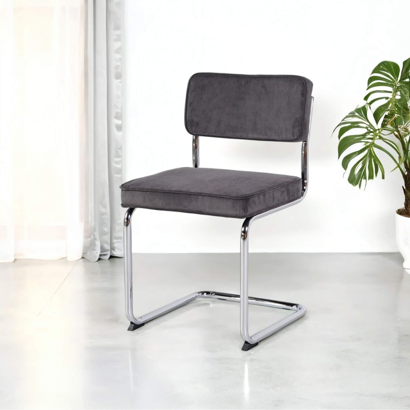 Chaise de salle à manger en velours gris - Rupert