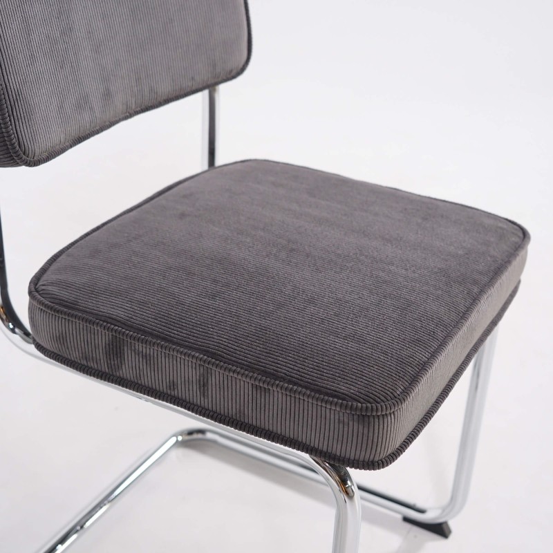 Chaise de salle à manger en velours gris - Rupert