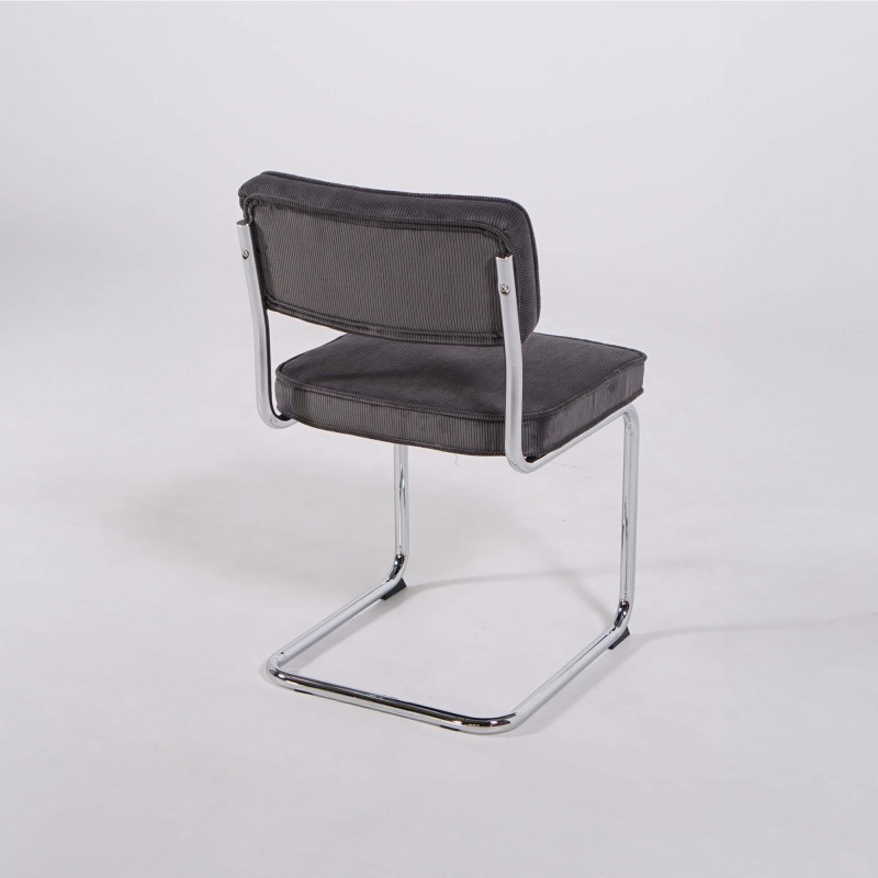 Chaise de salle à manger en velours gris - Rupert